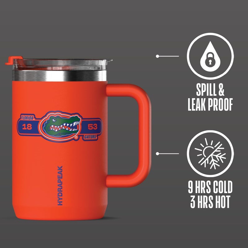 Hydrapeak Officially Licensed Florida Gators 18oz Insulated Coffee Mug with Flip Lid and Handle for Travel, Cold/Hot, Stainless Steel Coffee Cup, BPA-Free Double Walled, Tea Mug - Image 4